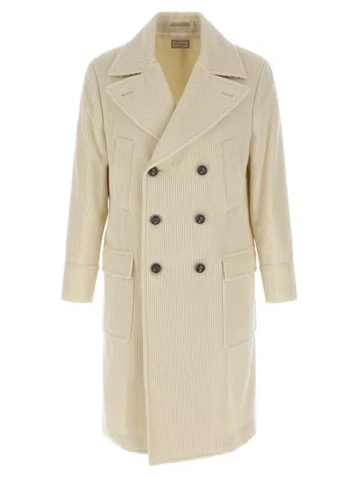 Brunello Cucinelli Velvet Coat In Neutral