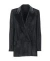 Brunello Cucinelli Velvet-corduroy Double-breasted Blazer In Black