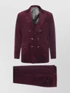 Brunello Cucinelli Velvet Double-breasted Suit Button Detailing In Brown