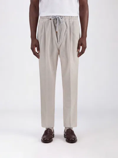 Brunello Cucinelli Velvet Drawstring Trousers With A Medium Rise In White