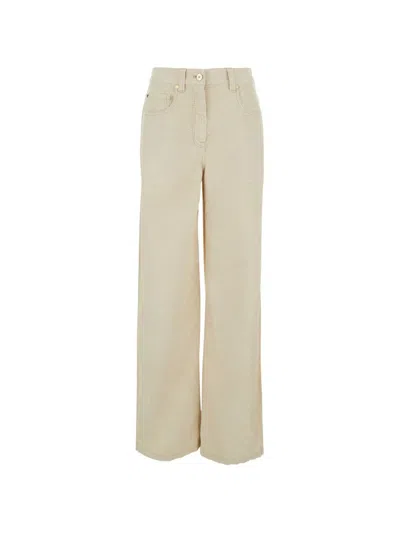 Brunello Cucinelli Velvet Flared-leg Trousers In Neutral