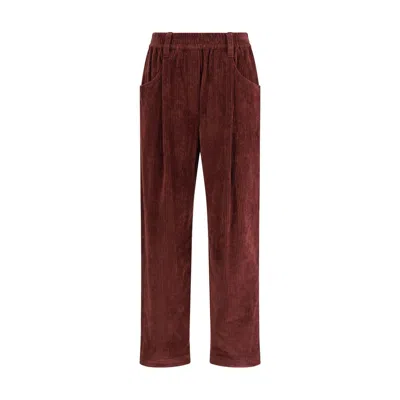Brunello Cucinelli Velvet Pants In Brown