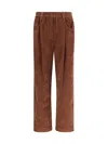 Brunello Cucinelli Soft Corduroy Pleated Straight-leg Ankle Pants In Brown