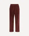 Brunello Cucinelli Soft Corduroy Pleated Straight-leg Ankle Pants In Burgundy