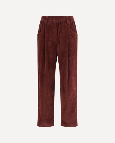 Brunello Cucinelli Velvet Pants In Burgundy