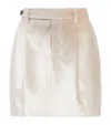 Brunello Cucinelli Sleek Cotton Viscose Velvet Mini Sartorial Skirt In Neutrals