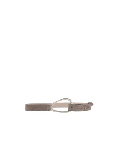 Brunello Cucinelli Velvet Suede Belt In Gray