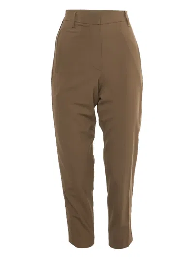 Pre-owned Brunello Cucinelli Velvet-trim Trousers In Brown