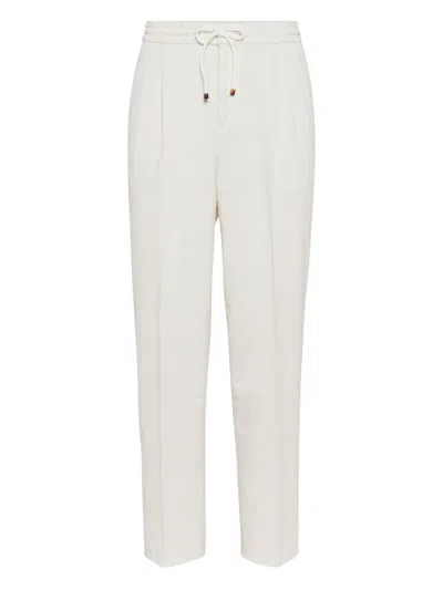 Brunello Cucinelli Velvet Trousers In White