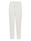 Brunello Cucinelli Men White Linen And Cotton Leisure Fit Trousers