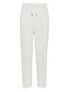 Brunello Cucinelli Men White Linen And Cotton Leisure Fit Trousers In White