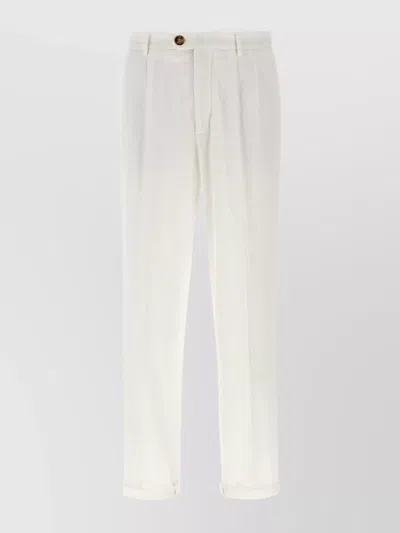 Brunello Cucinelli Velvet Trousers Rolled Cuffs In White