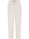 Brunello Cucinelli Cotton Corduroy Drawstring Trousers In White