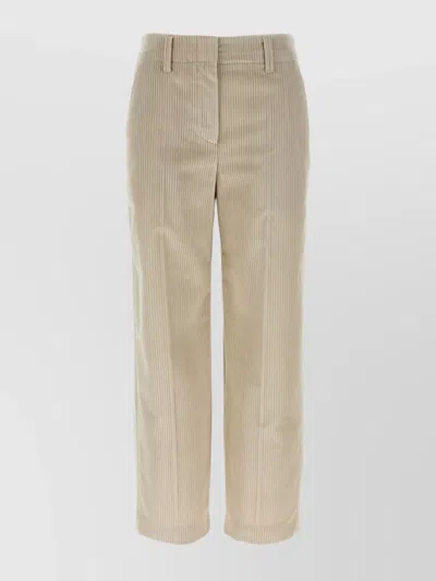 Brunello Cucinelli Velvet Trousers With Pockets And Loops In Brown