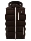 Brunello Cucinelli Velvet Padded Hooded Sleeveless Gilet In Brown