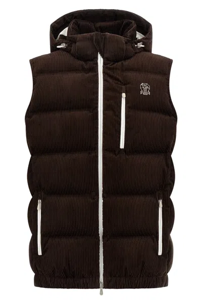Brunello Cucinelli Velvet Waistcoat In Brown