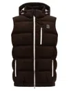 Brunello Cucinelli Velvet Padded Hooded Sleeveless Gilet In Brown