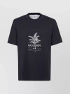 Brunello Cucinelli Crew-neck Basic Fit Cotton Jersey T-shirt With Print In Navy Blue