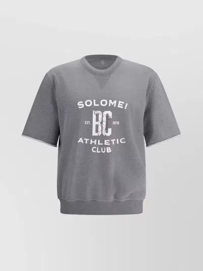 Brunello Cucinelli Versatile Short-sleeve Graphic Sweatshirt In Gray