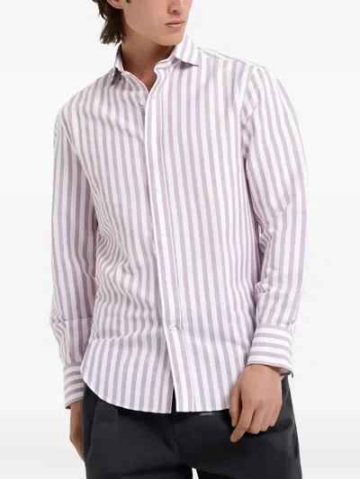 Brunello Cucinelli Vertical-stripe Cotton Shirt In Multi