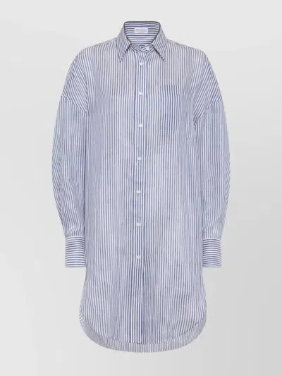 BRUNELLO CUCINELLI VERTICAL STRIPED LINEN SHIRT