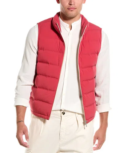 Brunello Cucinelli Man Down Jacket Brick Red Size Xl Nylon In Pink