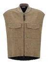 Brunello Cucinelli Vest With Shiny Zipper Pull In Brown