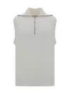 Brunello Cucinelli Ribbed Cotton High Collar Sleeveless Vest In C2723