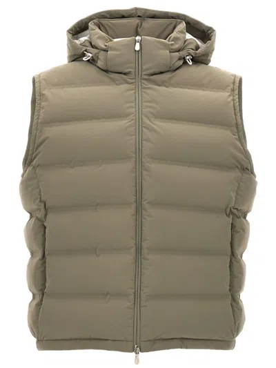 Brunello Cucinelli Hooded Vest In Grey