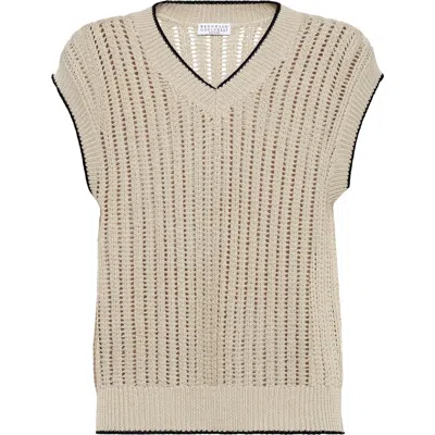 BRUNELLO CUCINELLI BRUNELLO CUCINELLI VEST WITH MONILI