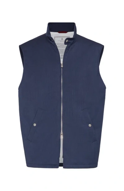 Brunello Cucinelli Vest With Thermore® Padding In Denim
