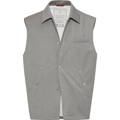 Brunello Cucinelli Vest With Thermore® Padding In Light Grey