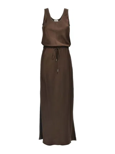 BRUNELLO CUCINELLI VESTIDO LARGO - MARRÓN