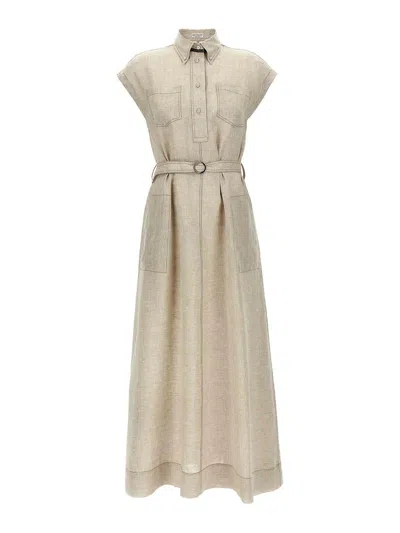 BRUNELLO CUCINELLI VESTIDO MIDI - BEIS