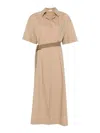 Brunello Cucinelli Women Cotton Belted Dress In Brown