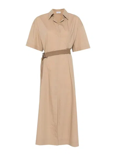 BRUNELLO CUCINELLI VESTIDO MIDI - MARRÓN