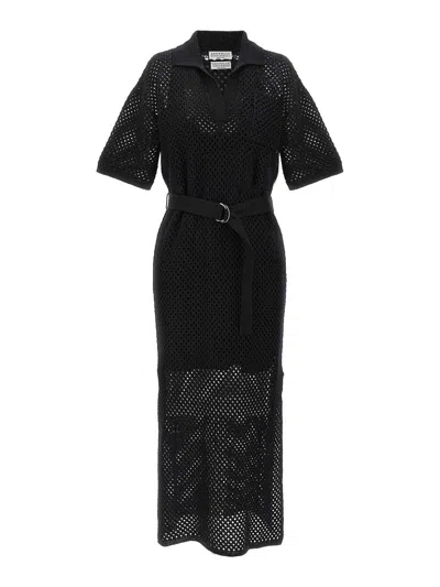 Brunello Cucinelli Openwork Dress In Black