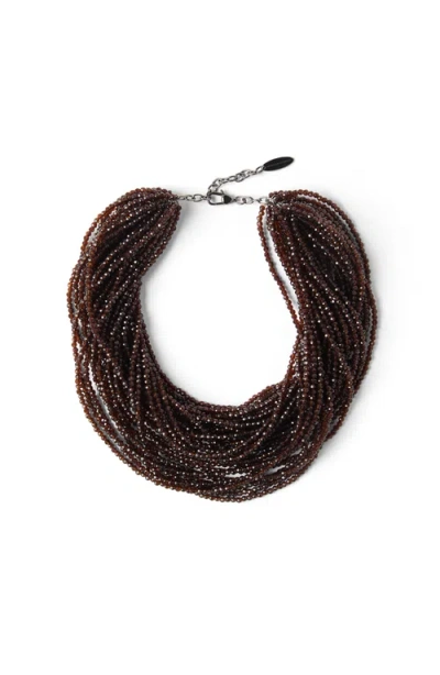 Brunello Cucinelli Vetro And Silver Choker In Brown