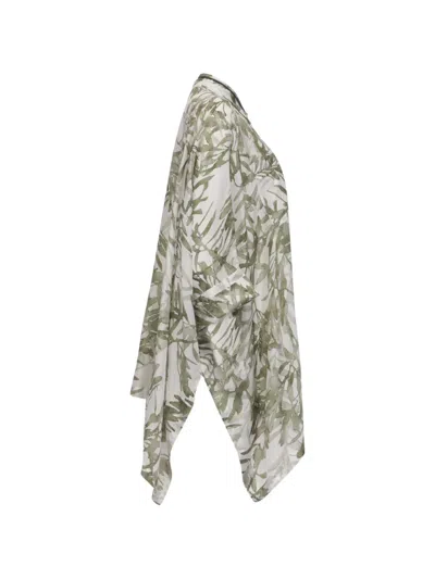Pre-owned Brunello Cucinelli Vintage 2020s Herbarium Silk Shirt In White