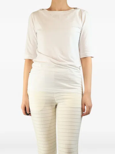 Pre-owned Brunello Cucinelli Vintage Beaded-trim T-shirt In White
