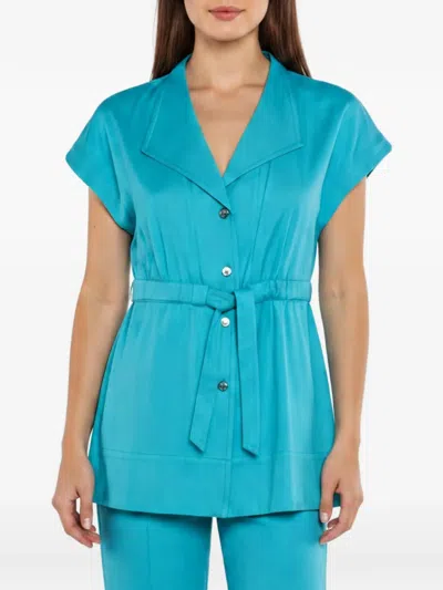 Pre-owned Brunello Cucinelli Vintage Belted Button-up Shirt In Blue