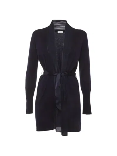 Pre-owned Brunello Cucinelli Vintage Belted Knit Cardigan In Blue
