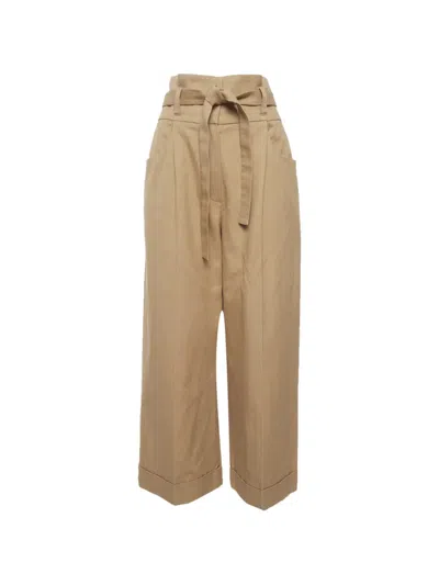 Pre-owned Brunello Cucinelli Vintage Belted Wide-leg Trousers In Neutral