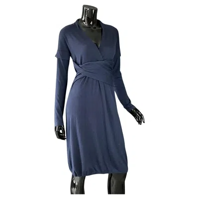 Pre-owned Brunello Cucinelli Vintage  Cashmere Navy Dress In Blue