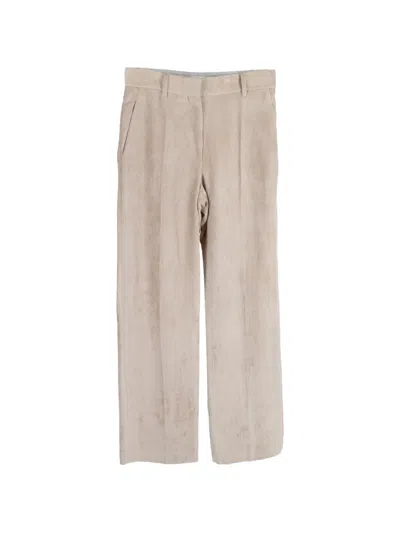 Pre-owned Brunello Cucinelli Vintage Corduroy Wide-leg Trousers In Neutral