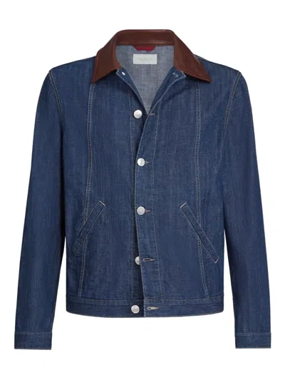 Brunello Cucinelli Vintage Denim Bomber Jacket In Blue
