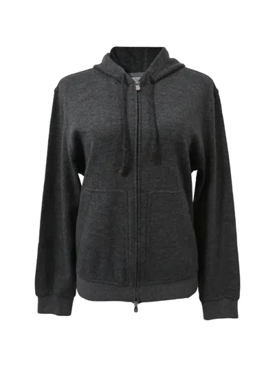 Pre-owned Brunello Cucinelli Vintage Double-zipper Sweatshirt In Gray