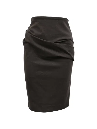 Pre-owned Brunello Cucinelli Vintage Draped Pleated Skirt In Brown