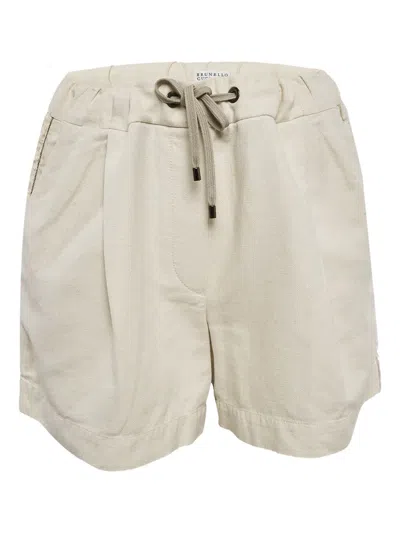 Pre-owned Brunello Cucinelli Vintage Drawstring-waist Shorts In Neutral