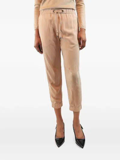Pre-owned Brunello Cucinelli Vintage Drawstring-waist Cropped Trousers In Neutral